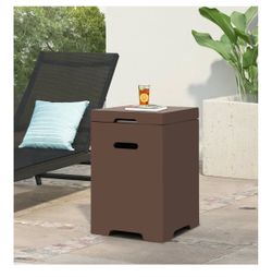 15.5" Propane Tank Cover for Firepit Table 20lb Cylinder Tank Storage Table Outdoor Tank Storage Hideaway Box with Side Handles & Hose Hole, Tank Hold