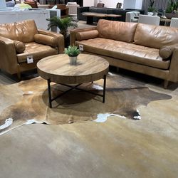 New Roma cognac leather Sofa and chair Primitive Collection