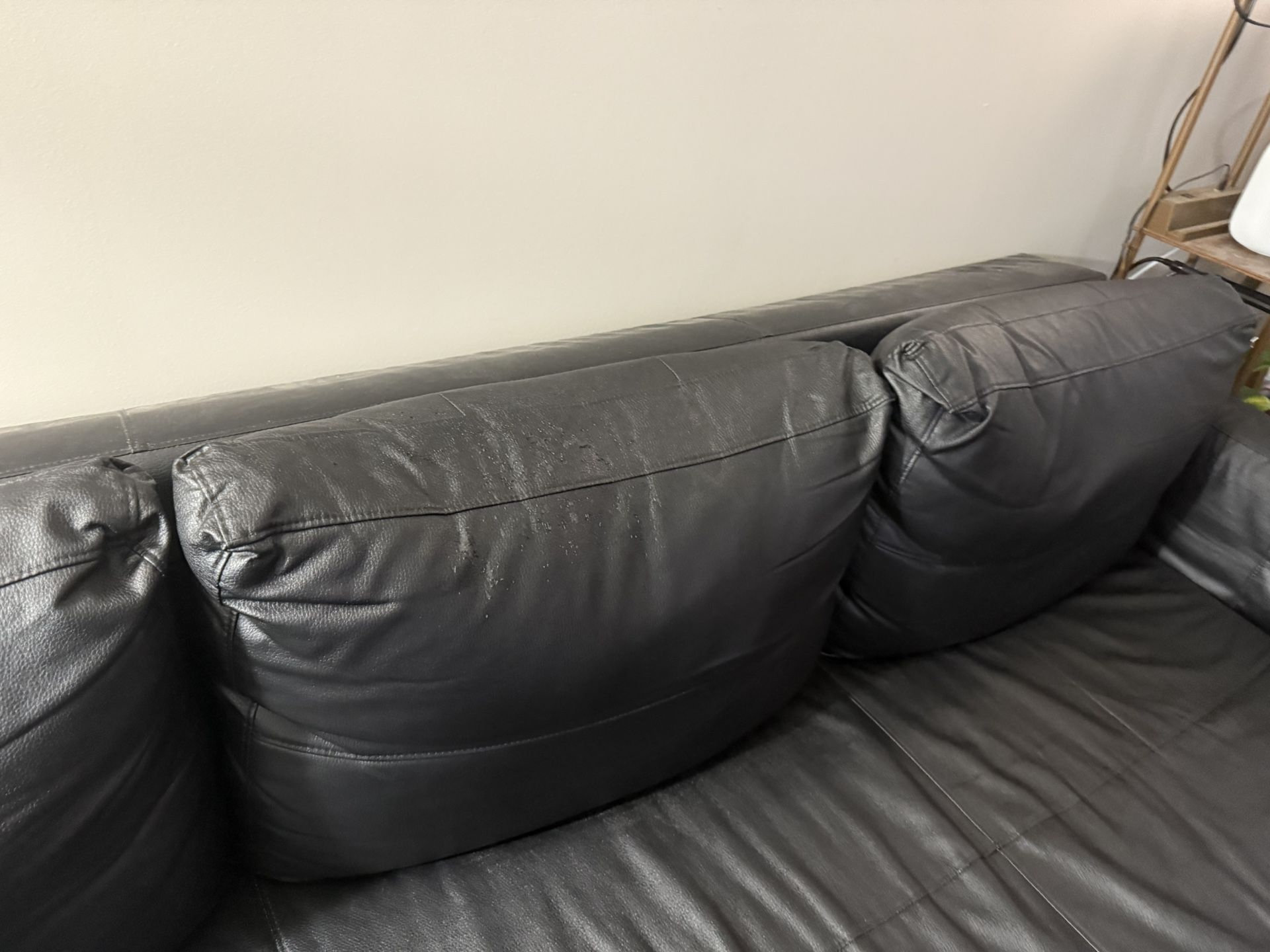 Ikea black leather couch With Pullout Mattress