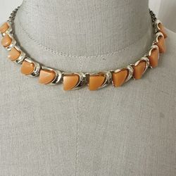Orange Gold Tone Vintage Choker Necklace 