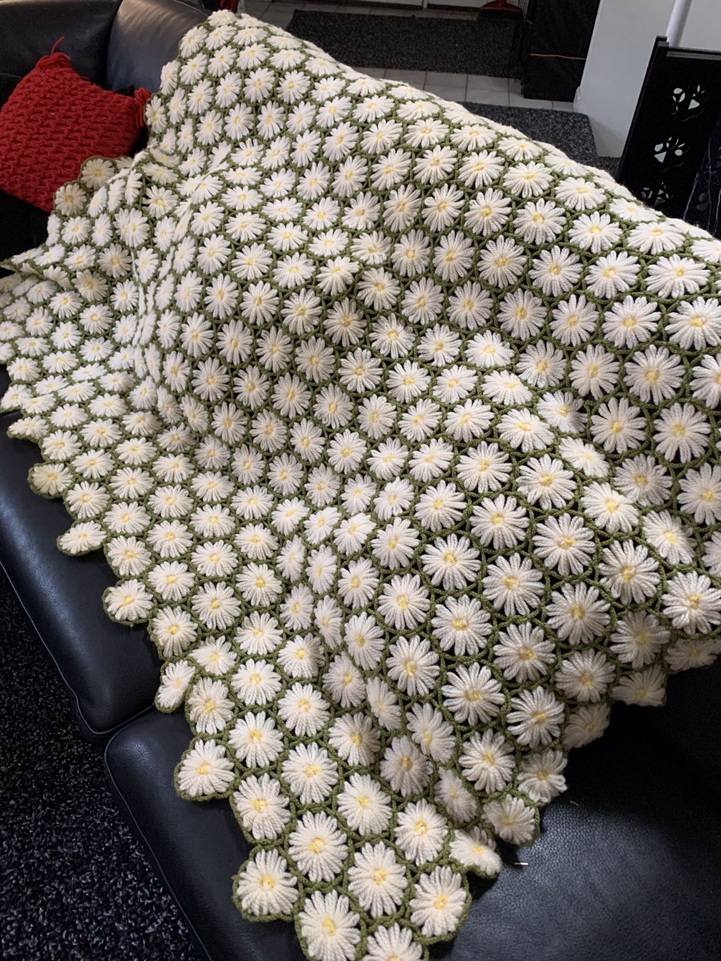 Intricate hand crochet throw