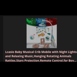 Baby Crib Mobile With Night Light That Shines On The Ceiling