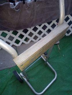 Handle grip dolly angled out for ease and moving large objects including trash cans make it easy on yourself this is lightweight aluminum with grips o