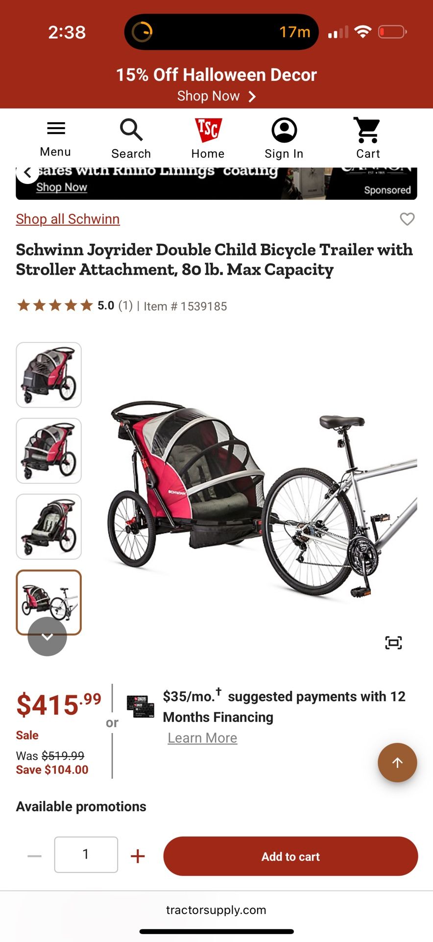 Double Seated Bike Trailer 