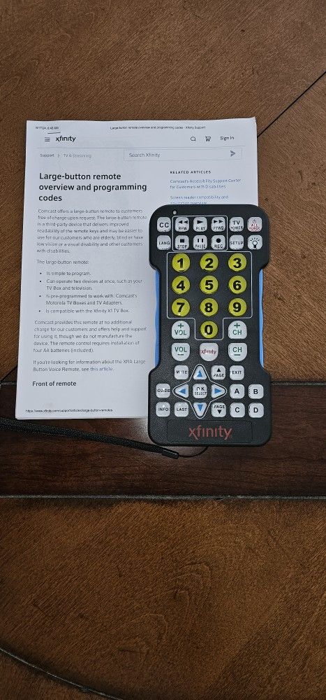 Xfinity Large Button Remote
