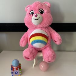 Care Bears Cheer Bear Rainbow Pink Plush Stuffed Animal
