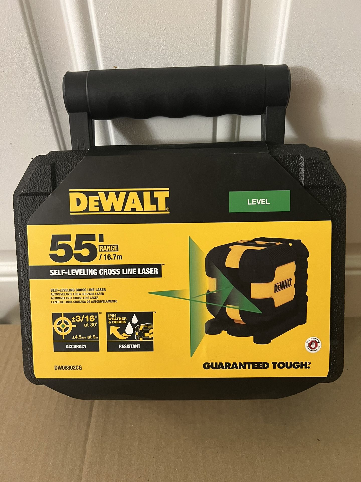 DEWALT 55 ft. Green Self-Leveling Cross Line Laser Level with (2) AA Batteries & Case