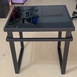 2 Black Glass & Metal End Tables