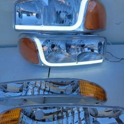 99-06 Gmc Sierra Yukon LED DRL Headlights Luces Micas Calaveras Faros Faroles Focos Headlamps 
