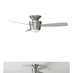 Harbor Breeze Mazon 44-in Brushed Nickel LED Indoor Flush Mount Ceiling Fan with Light Remote
