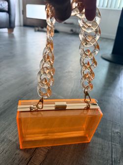 Sold separately : Orange Acrylic Box Clutch with Chain Strap (variety of color)