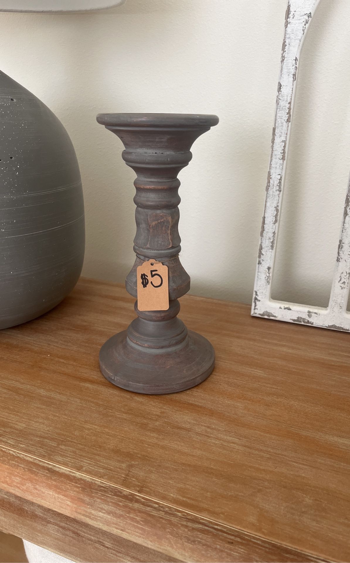 Wood Candle Holder $5