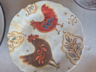 Folk Art Rooster Ceramic Decorative Plate