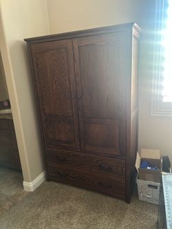 Solid Oak Armoire  Dresser