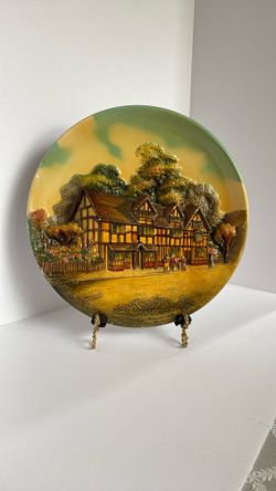 W.H. Bossons Of England Chalkware Plaque Mid Century Wall Hanging Shakespeare’s Birthplace Wall Art