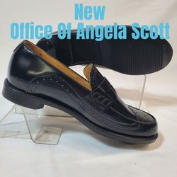 The Office Of Angela Scott Size 7 to 7.5 Black Leather Loafers EU Size 37.5 Ms. Charlotte