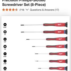 Milwaukee Precision Phillips-Slotted Screwdriver Set (8-Piece)