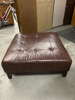 Brown Leather Ottoman
