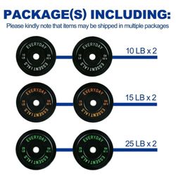 Black Bumper Plate Set Wieghts, Includes 10 lb Pair, 15 lb Pair, and 25 lb Pair, Black