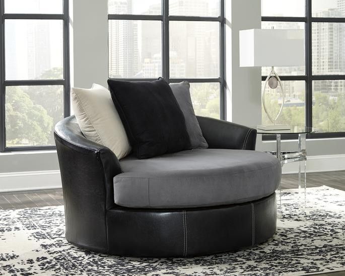 💫Jacurso Charcoal Oversized Swivel Accent Chair

