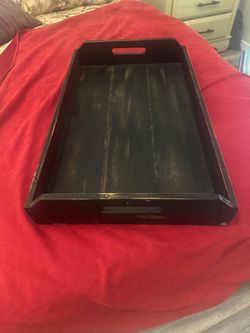Dark Wood Serving Tray with Handles