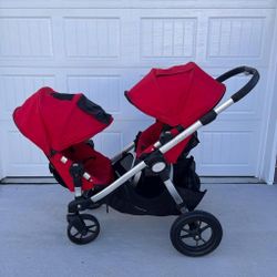 Baby Jogger City Select Double Stroller  All Terrain Stroller - Red - Multi Way