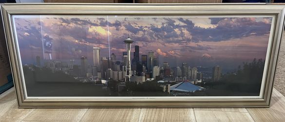 City of Seattle Washington Framed Cloudscrapers Print Great Condition