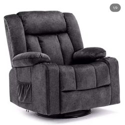 Recliner Chair Massage Rocker 360° Swivel Lazy Boy Recliner Single Sofa Seat, Gray