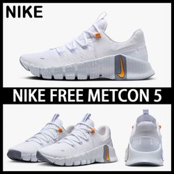 Nike Free Metcon 5 DV3949-102 Athletic Shoes White Sundial Football Grey NEW
