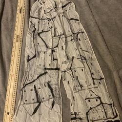 Silky Crinkle Scarf New From Nordstrom’s With A Sketched House Print Crinkle 