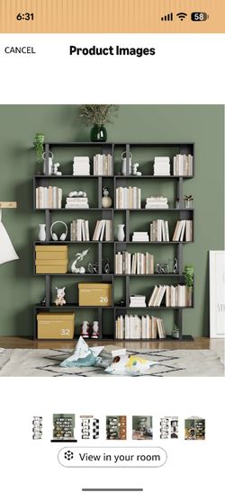 [Unopened] Large Dark Gray Geometric Bookshelf