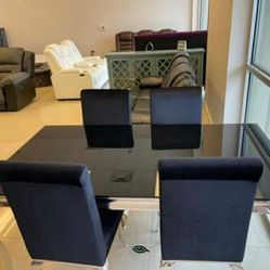 Ada Black Glass Dining Set
