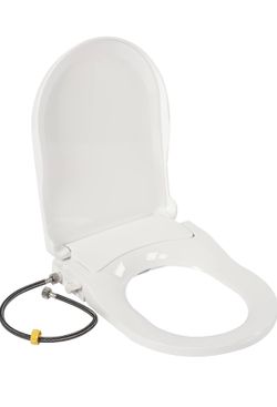 D-Shaped Non-Electric Bidet Toilet Seat with Dual Nozzles for Elongated Toilets, 18.9x13.7x3.07in