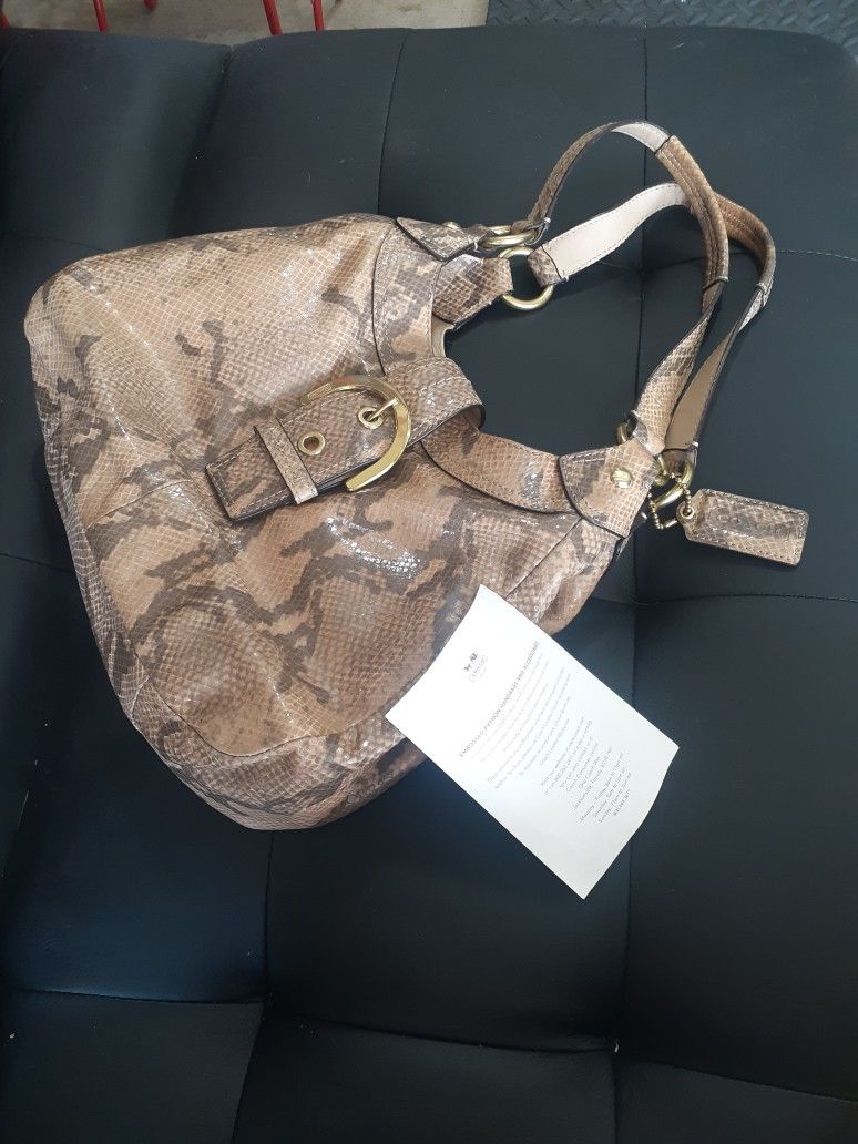 New Condition Embossed Python Coach Bag