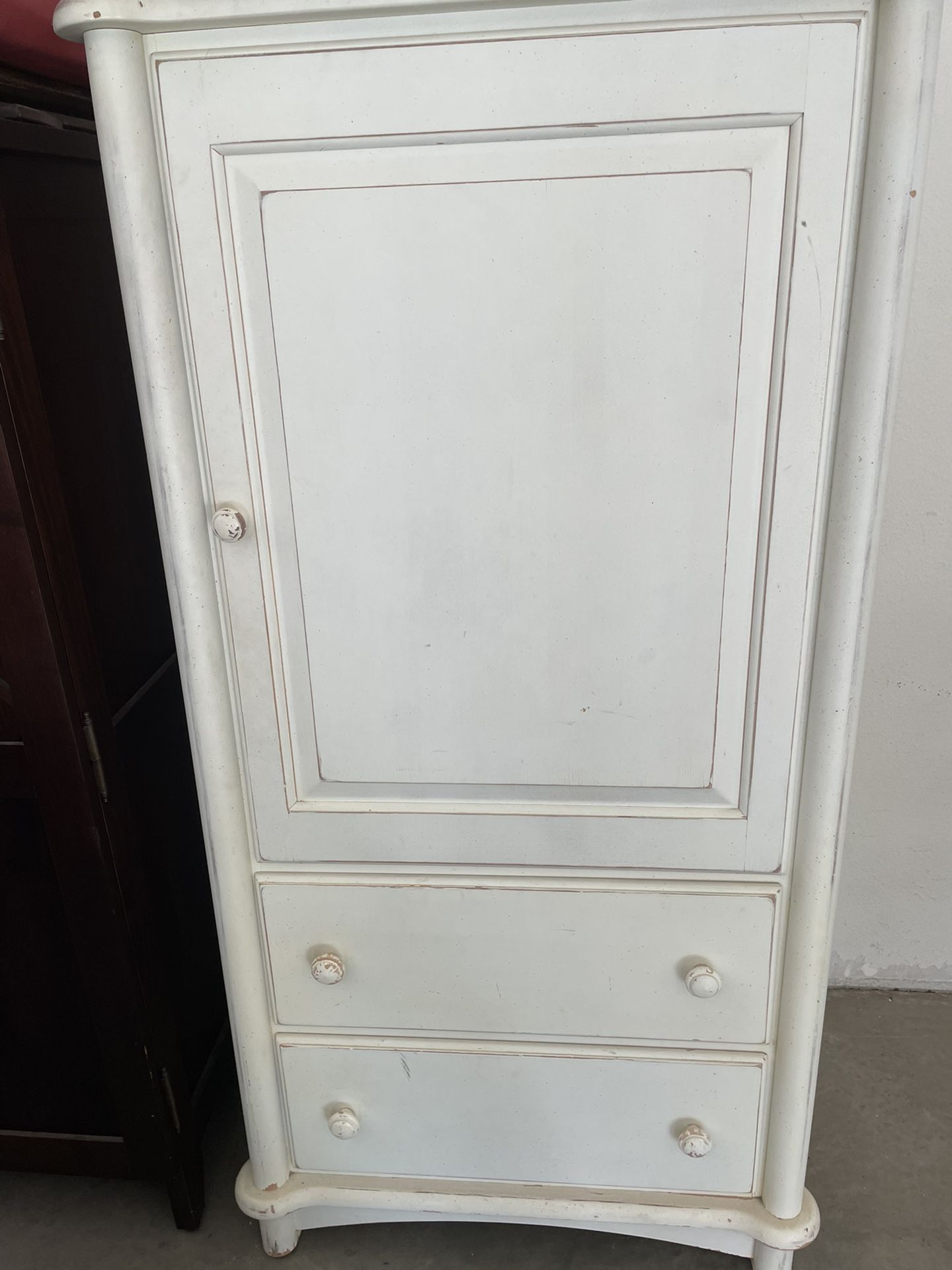 White Antique  Wash Armoire  (Real Wood)