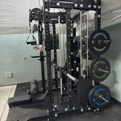 Squat Rack with Smith Machine & Cable Pulley - Home Gym