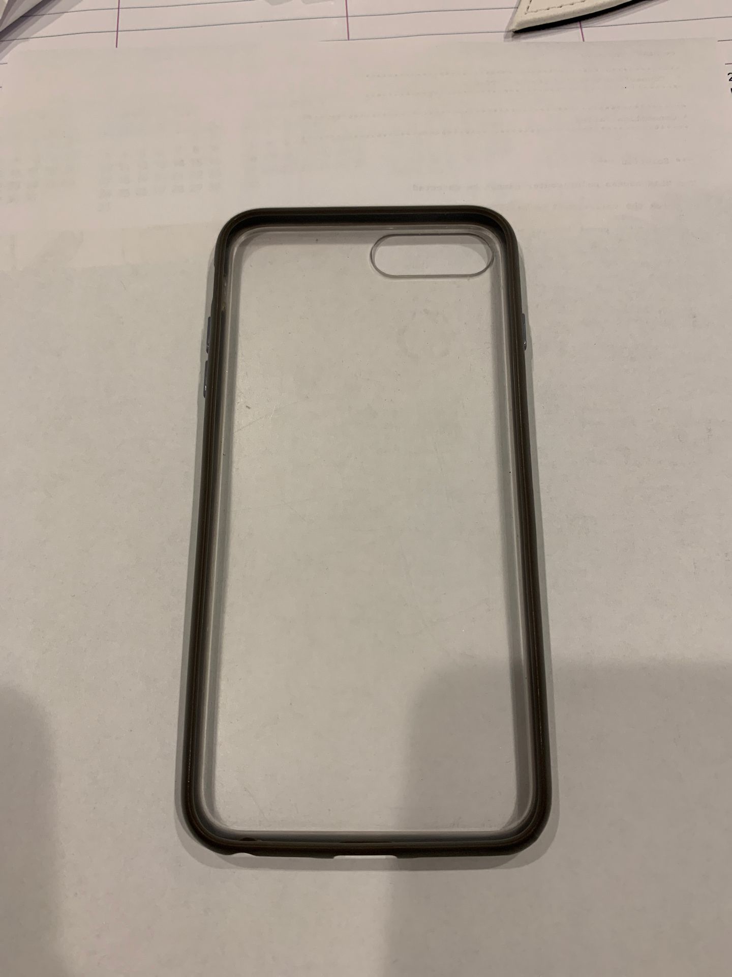 iPhone 7 Plus/ iPhone 8 Plus matte clear and grey edge case.