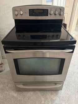 GE Profile,slide in, glass top double oven