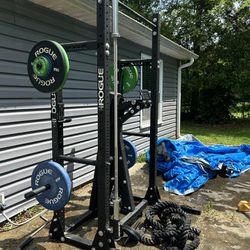 Rogue Squat Rack + Bench + Weights