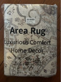 5'x7' Washable Non-Slip, Floral Vintage Distress Medallion Carpet