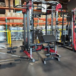 MARCY SM-7553 Home Gym Smith Machine Squat Rack Power Cage with Olympic Bench  