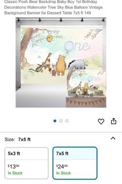 Classic Pooh Bear Backdrop 7x5