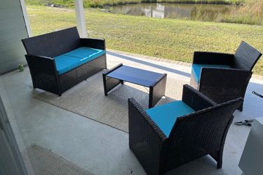 Outdoor Furniture Set, 4 Pcs Conversation Rattan Wicker Set/ conjunto de muebles de exterior
