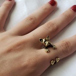 Adjustable Puppy Dog Rings Gold Silver Brand New