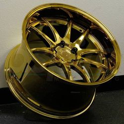 19x9.5/11 new machine gold rims tires set 5x114.3 Nissan 350z g35 coupe Genesis coupe