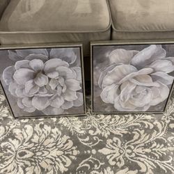 Set Of Two Canvas Floral Painting 