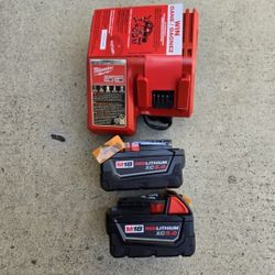 Milwaukee 18v Batteries 5.0 Ah And Charger Brand New 