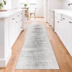 Abstract Boho Runner Rug White/Gray 94.5” X 31.5” (pre-owned)