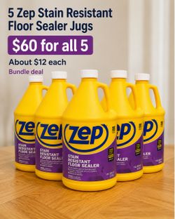 5 Zep Stain Resistant Floor Sealer 1 Gallon Jugs — $60