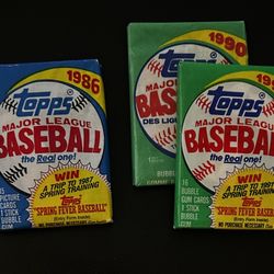 1986 Topps and 2 Packs of 1990 Topps Baseball Cards